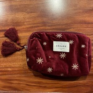 Sezane red burgundy velvet pouch